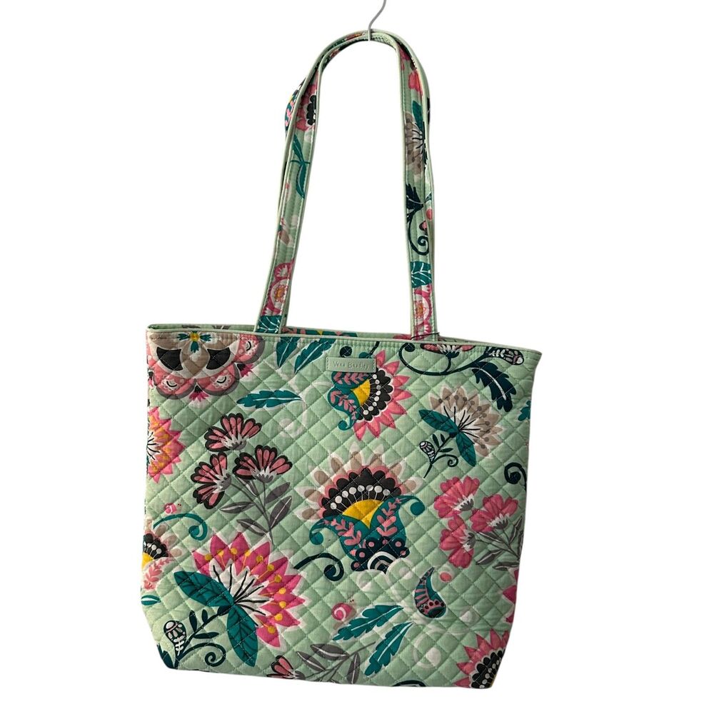 Vera Bradley‎ "Mint Flowers" Quilted Tote Bag NWT